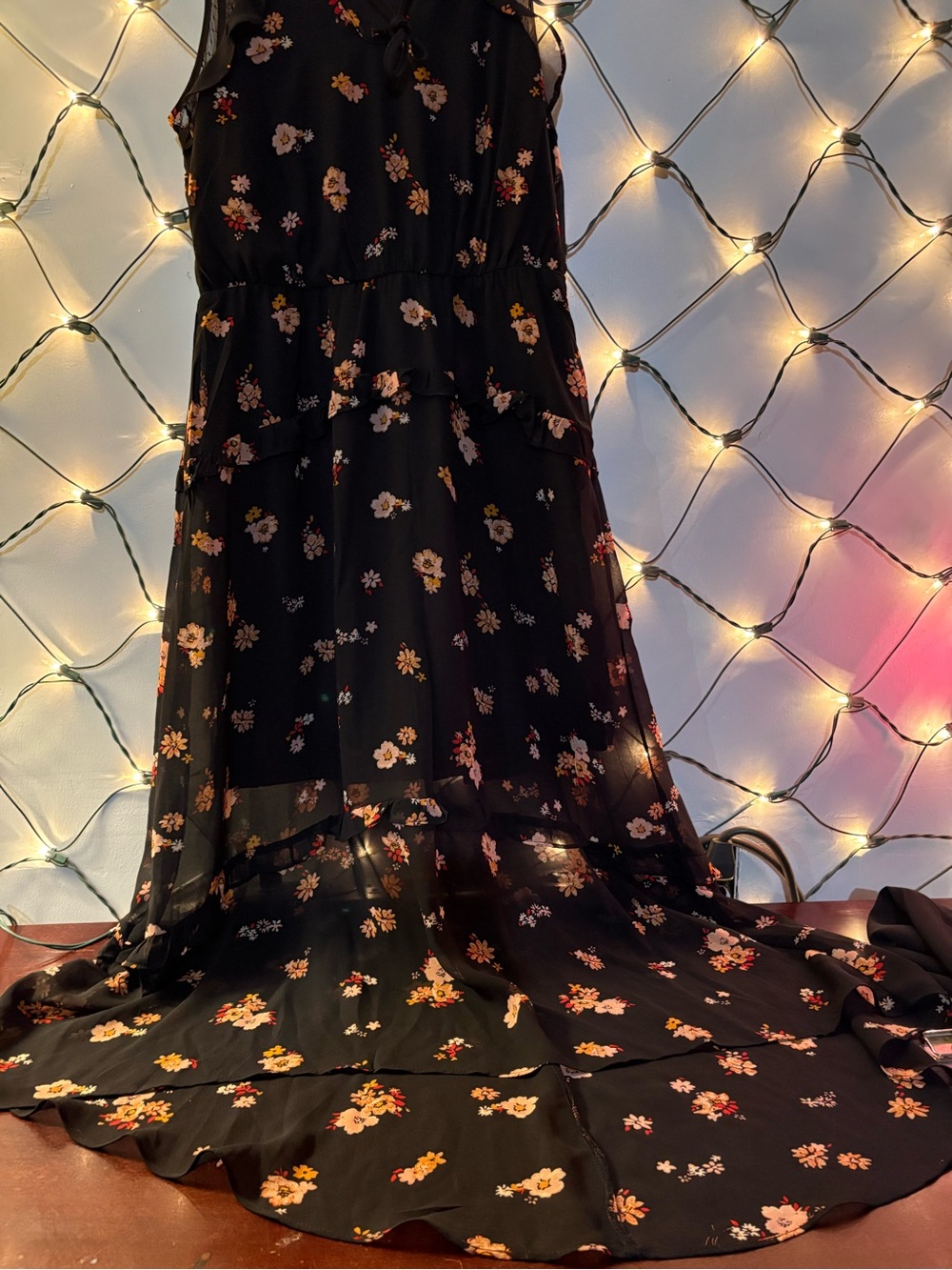 Xhilaration Black Floral High-Low Sleeveless Dress